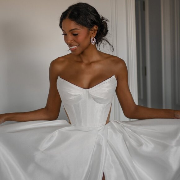 Blanche Bridal Alix Wedding Modern Ballroom Gown with Mesh Cutouts - Picture 13 of 14